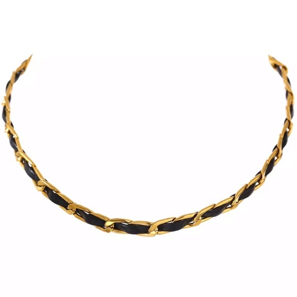 đź–¤18K gold plated braided leather choker - Picture 5 of 5